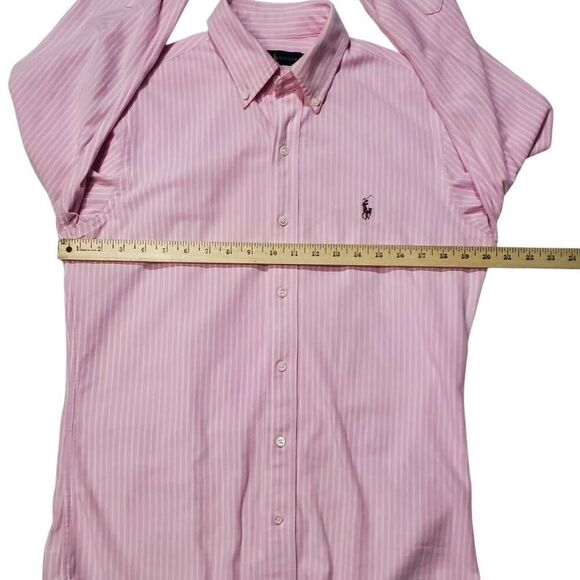 Ralph Lauren Button Down Long Sleeve Pink/White Striped Shirt Size M - Picture 6 of 9